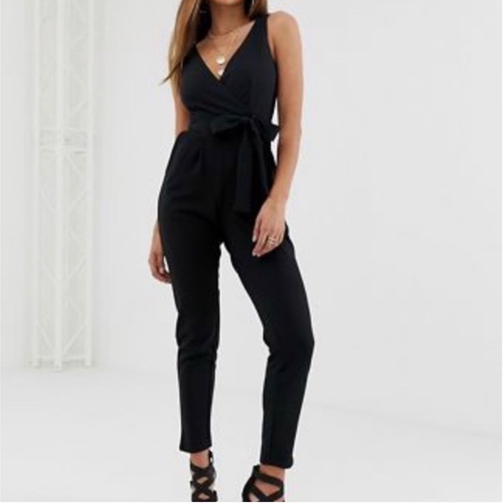 Outrageous Fortune Black Front Tie Jumpsuit from ASOS Size 6